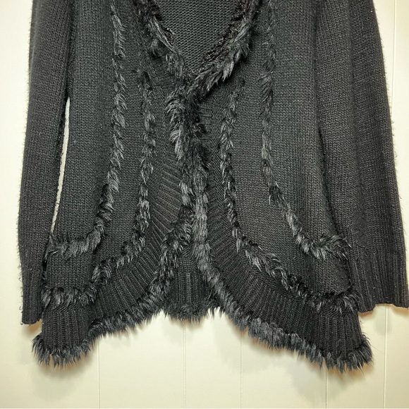 Lisa International Black Frayed Knit Cardigan Indie Sleeze Boho Plus Size 1X - Picture 4 of 10